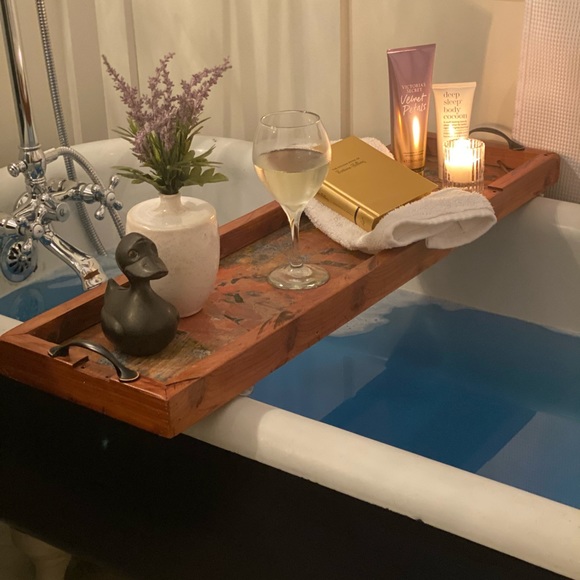 Handmade Reclaimed Wood Copper Bath Tray Wine Hold - Picture 14 of 14